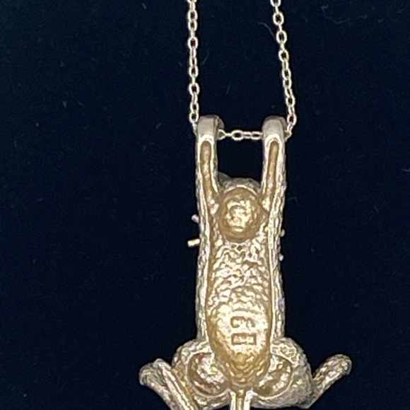 Vintage "Hang In There" Sterling Silver Cat Pendant Necklace Kitty 925 - Picture 5 of 8